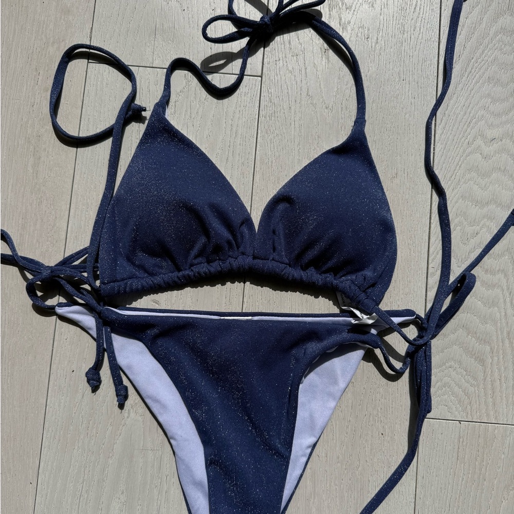 SHEIN sparkley blue Bikini Set